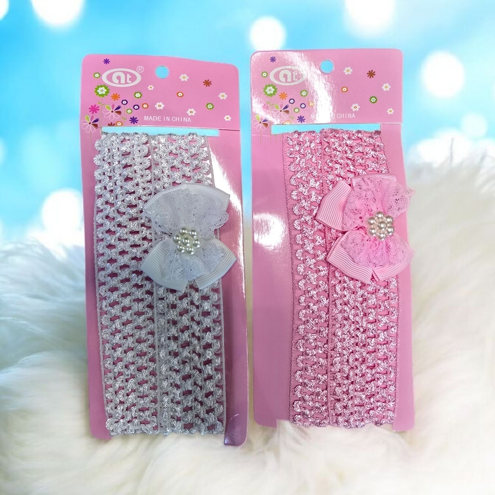 Cute Headbands Set - Pink and white